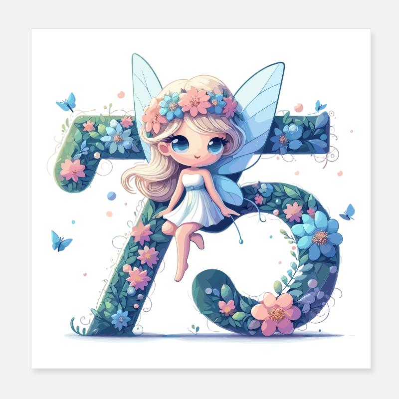 75 Jahre Fee Elfe Geburtstag Jubiläum Geschenk Poster 20x20 cm