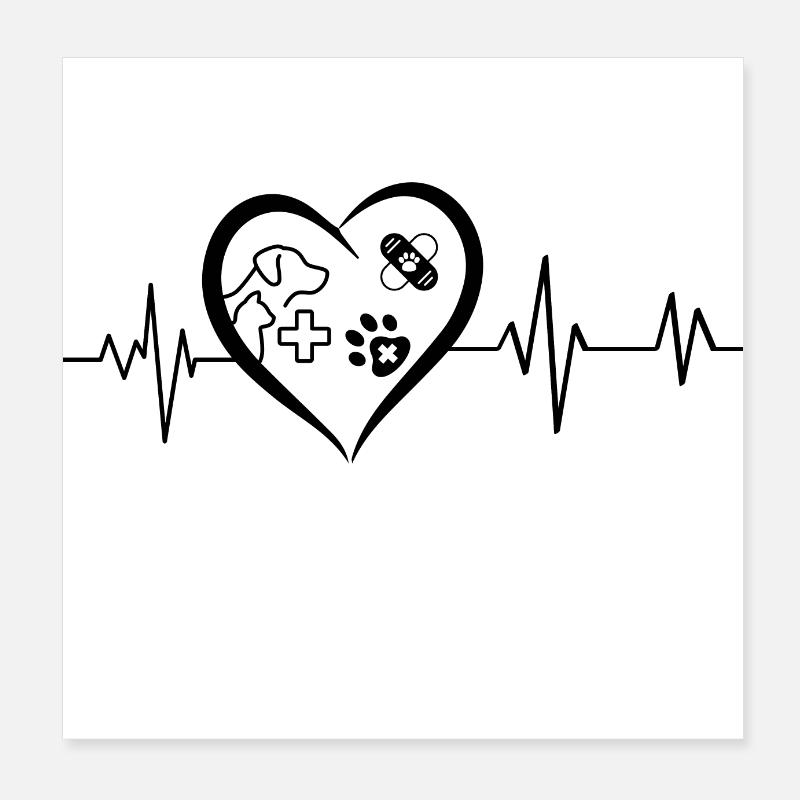 Veterinary heartbeat Poster 8" x 8" (20x20 cm)