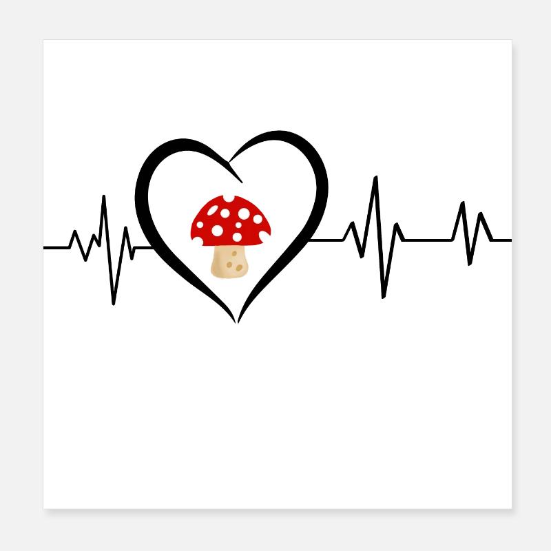 mushroom heartbeat Poster 8" x 8" (20x20 cm)