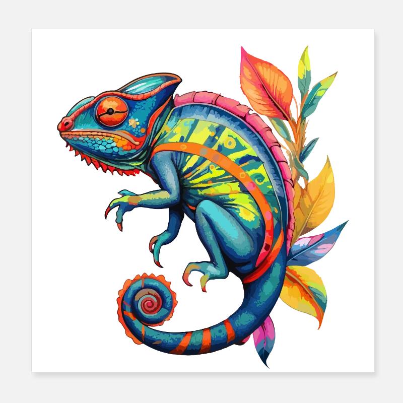 Caméléon Caméléons Reptiles Poster 20 x 20 cm