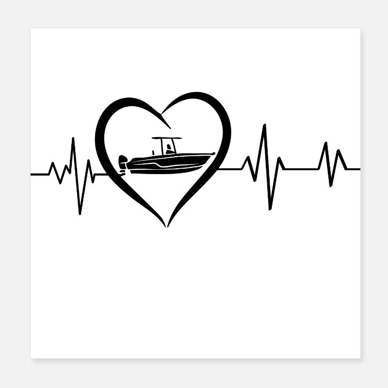 Herzschlag-Boot Poster 20x20 cm