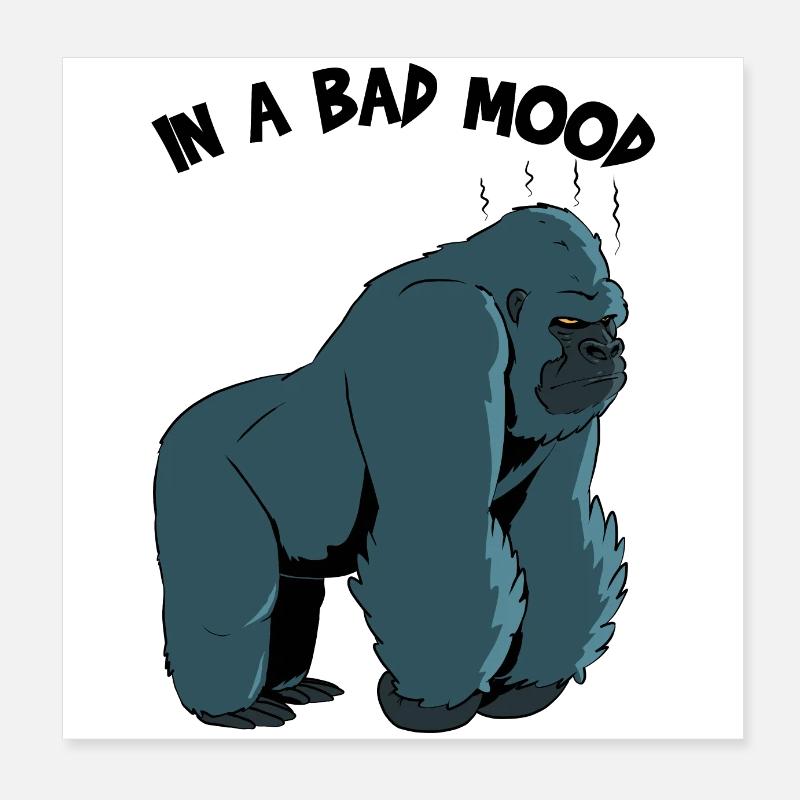 Gorille de mauvaise humeur Poster 20 x 20 cm