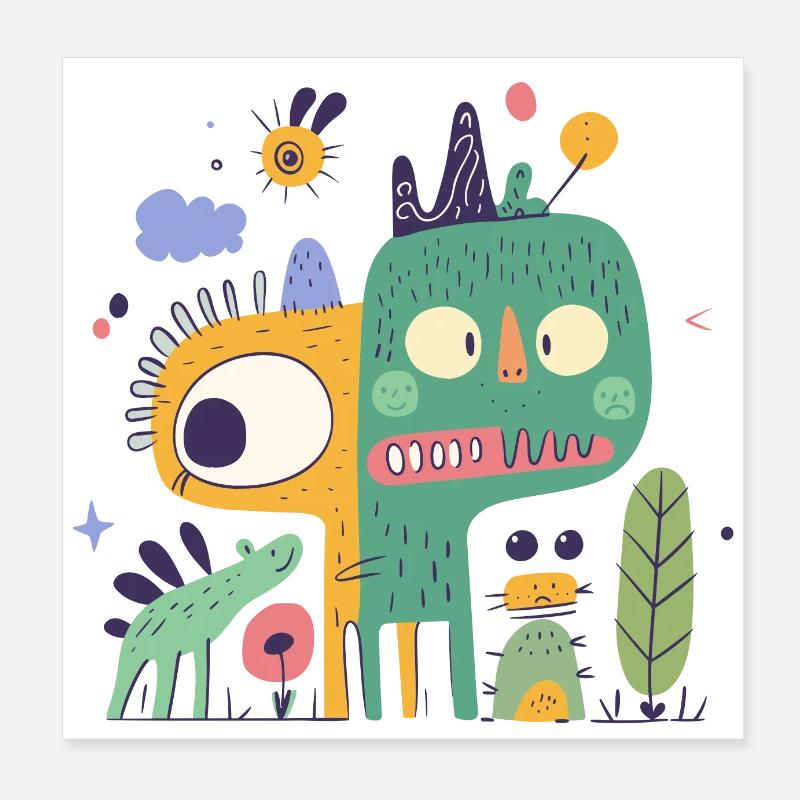 Chats effrayés Poster 20 x 20 cm