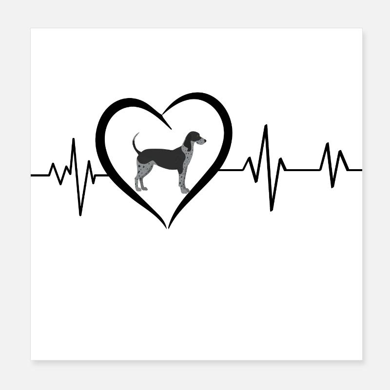 Herzschlag Blauer Tick Coonhound Poster 20x20 cm