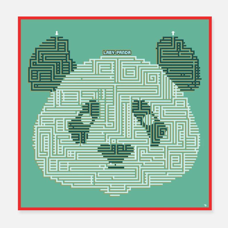 Laby Panda Plakat - Poster 20x20 cm - hvid