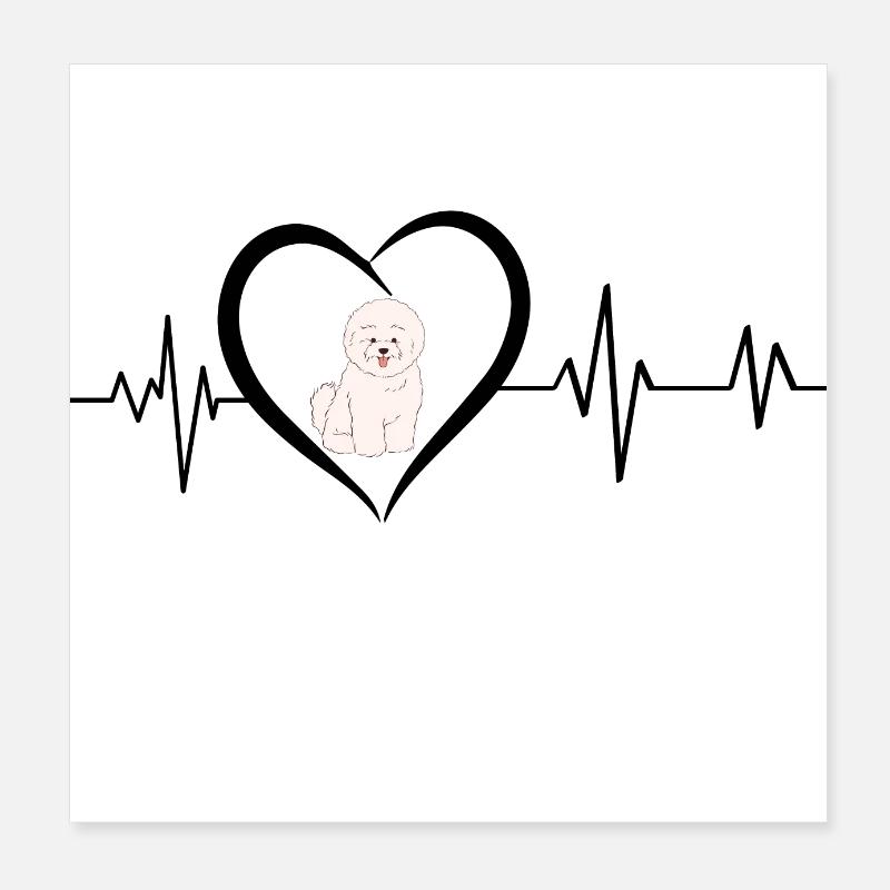 Bichon heartbeat Poster 8" x 8" (20x20 cm)