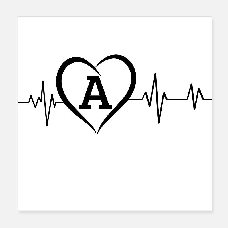Heartbeat Letter A Poster 8" x 8" (20x20 cm)