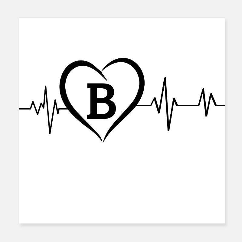 Herzschlag Buchstabe B Poster 20x20 cm