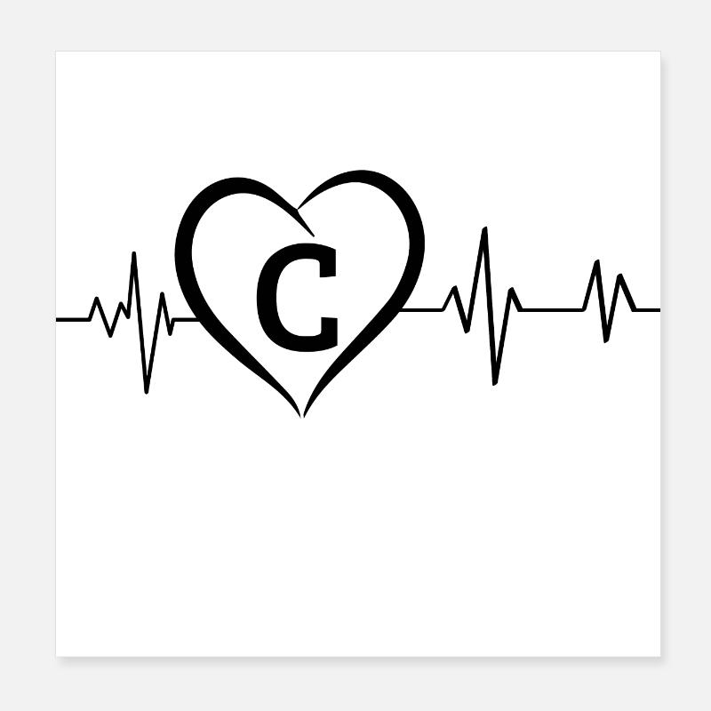 Heartbeat Buchstabe C Poster 20x20 cm