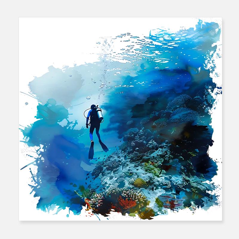 Weightless gliding while diving Poster 8" x 8" (20x20 cm)