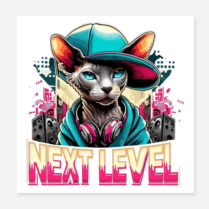 Cornish Rex Next Level Gangster Cat Gift Poster 8" x 8" (20x20 cm)