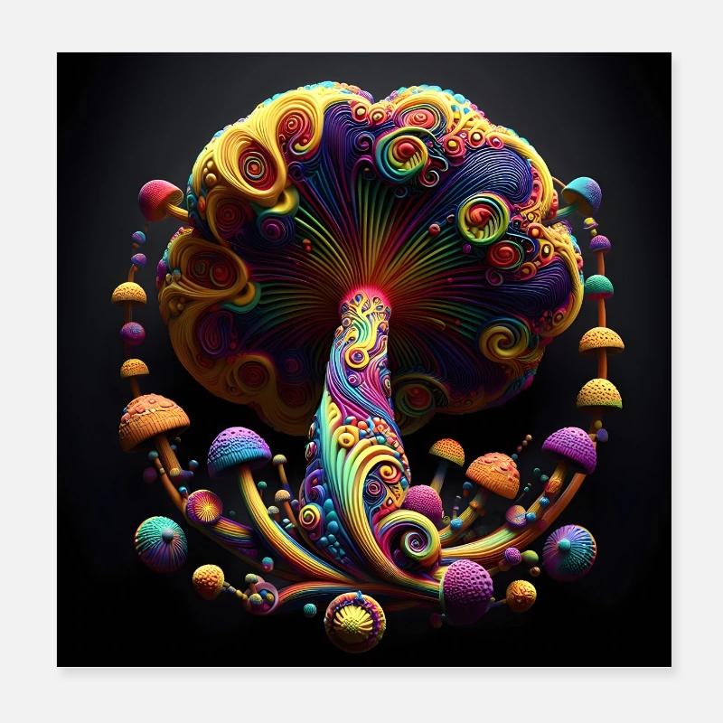 psychedelic mushroom 00003 Poster 8" x 8" (20x20 cm)