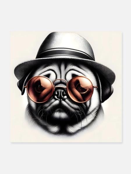 lustiger Hund 00001 - Poster 20x20 cm - Weiß - Vorne