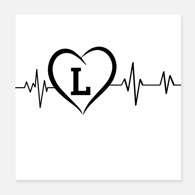 Herzschlag Buchstabe L Poster 20x20 cm