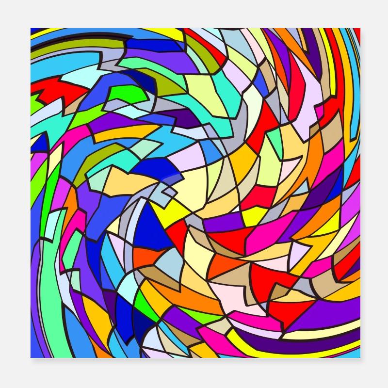 Rainbow Quirl Poster 20x20 cm