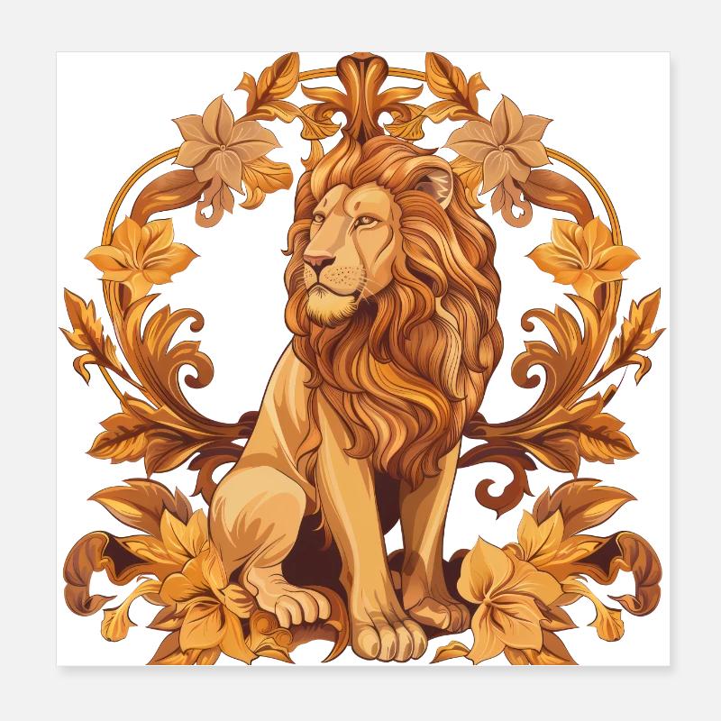 Löwe Kranz Wappen Poster 20x20 cm