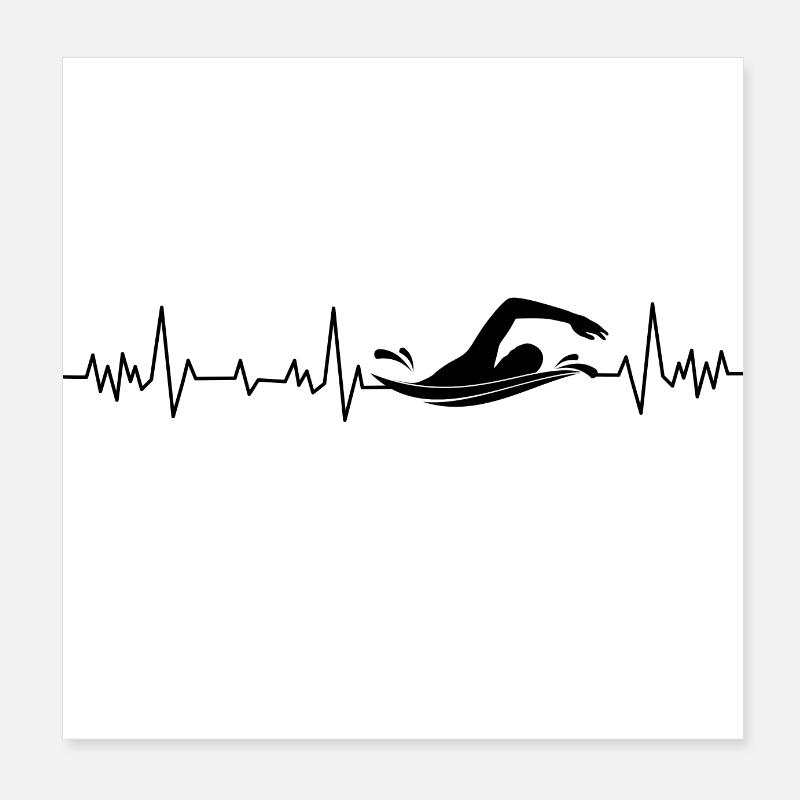 Heartbeat Swimming Poster 8" x 8" (20x20 cm)