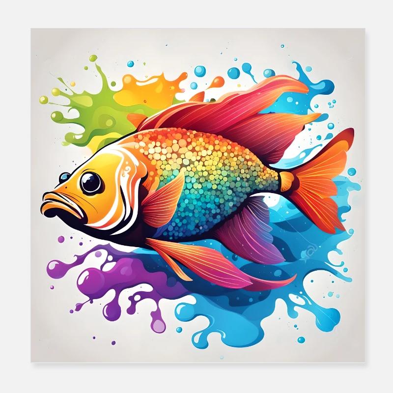 Fish colored sad Poster 8" x 8" (20x20 cm)