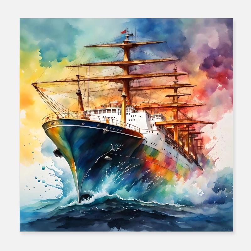 Ship Tanker Poster 8" x 8" (20x20 cm)