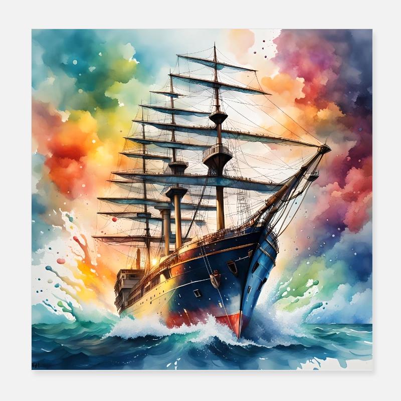 Sailing ship Poster 8" x 8" (20x20 cm)