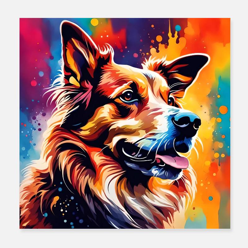 Dog colored Poster 20x20 cm