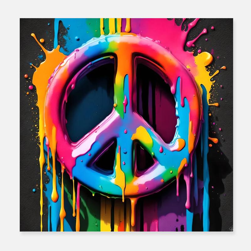 Peace sign colored Poster 20x20 cm