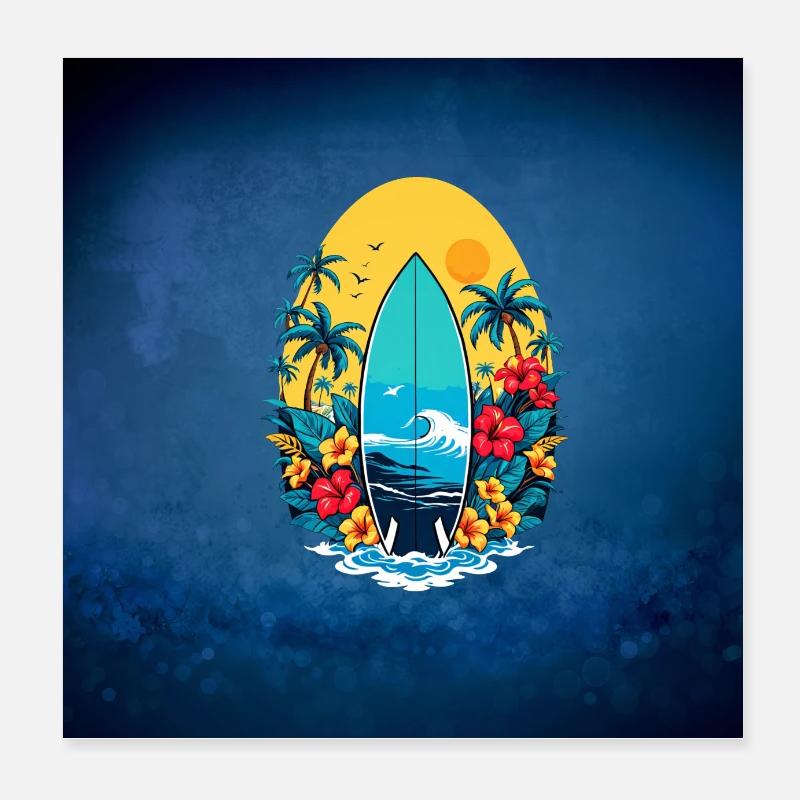 Stylish surfboard Poster 8" x 8" (20x20 cm)