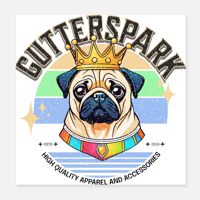 Gutterspark Design Mops Poster 20x20 cm