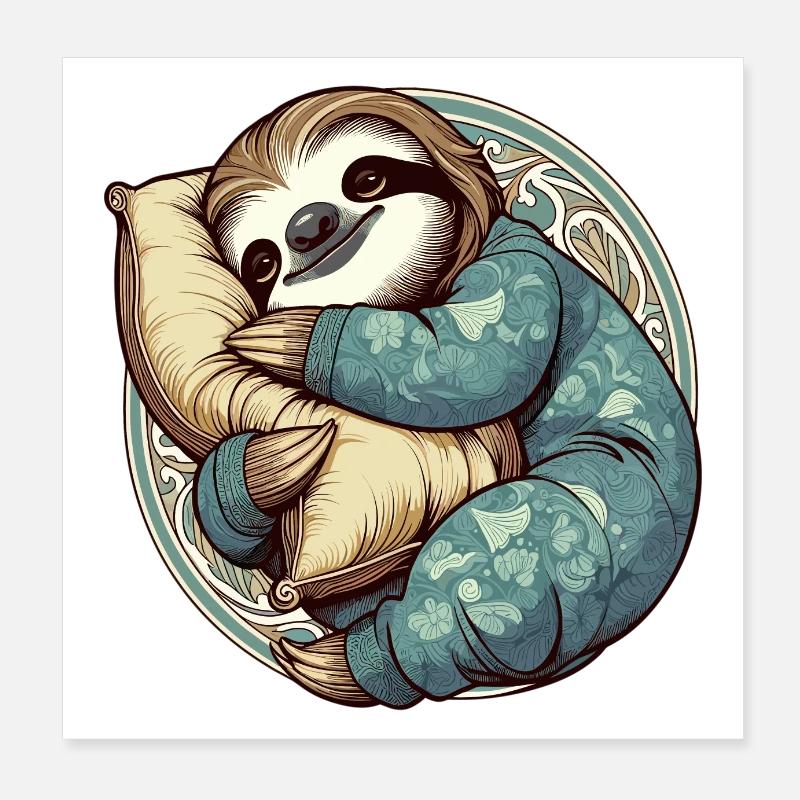 Faultier Schlafen Leidenschaft Geschenk Poster 20x20 cm