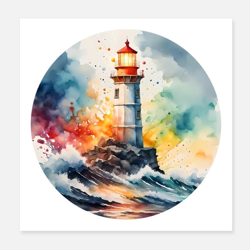 Leuchtturm Runder Batch Poster 20x20 cm