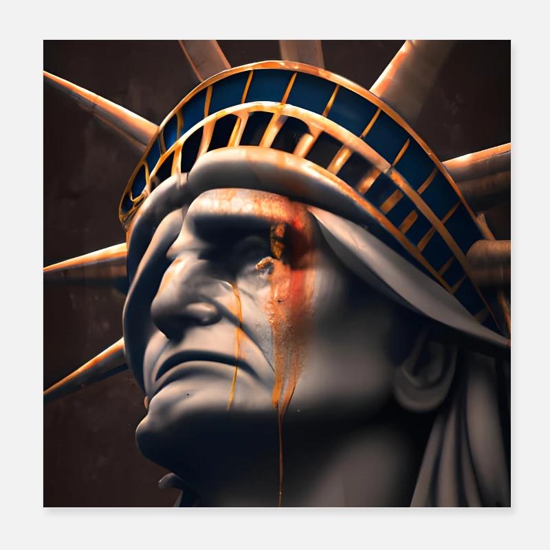 Amerika Freiheitsstatue mit Indianergesicht Poster 20x20 cm