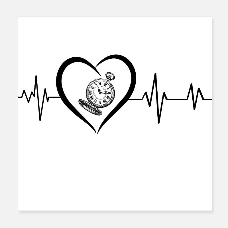 Heartbeat Pocket Watch Poster 8" x 8" (20x20 cm)