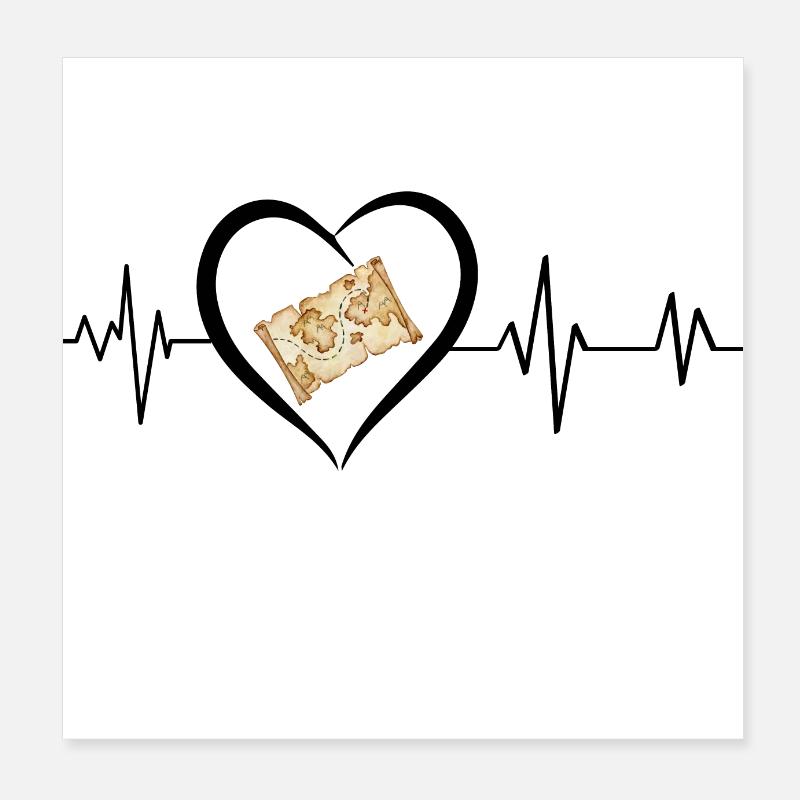 Heartbeat Treasure Map Poster 8" x 8" (20x20 cm)