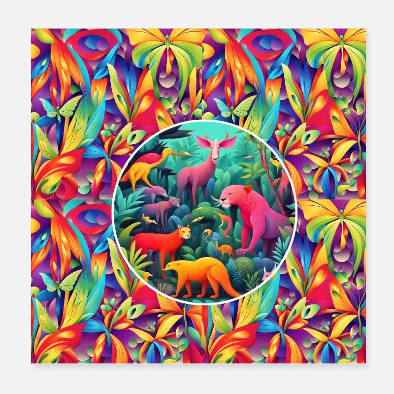 Tierischer Dschungel Poster 20x20 cm