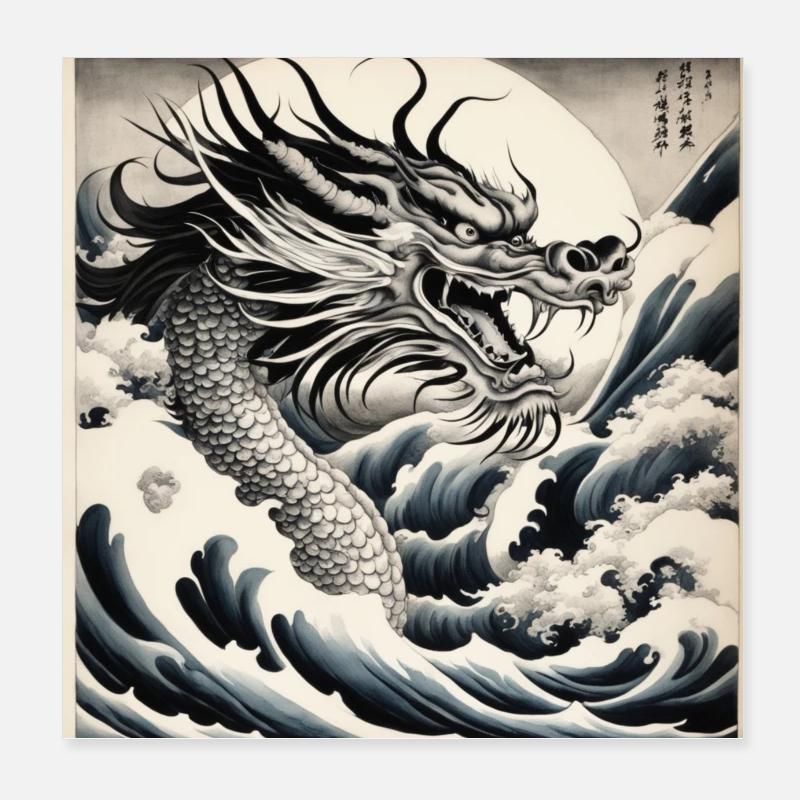 Vintage Style Drache 2 Poster 20x20 cm