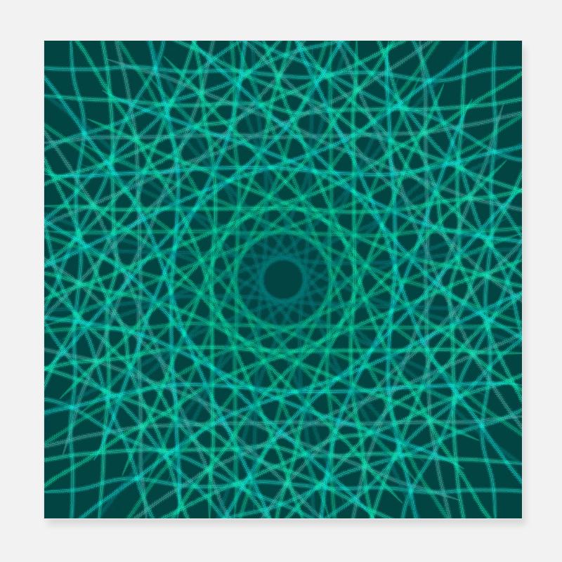 Mandala géométrique vert - Poster 20 x 20 cm - blanc