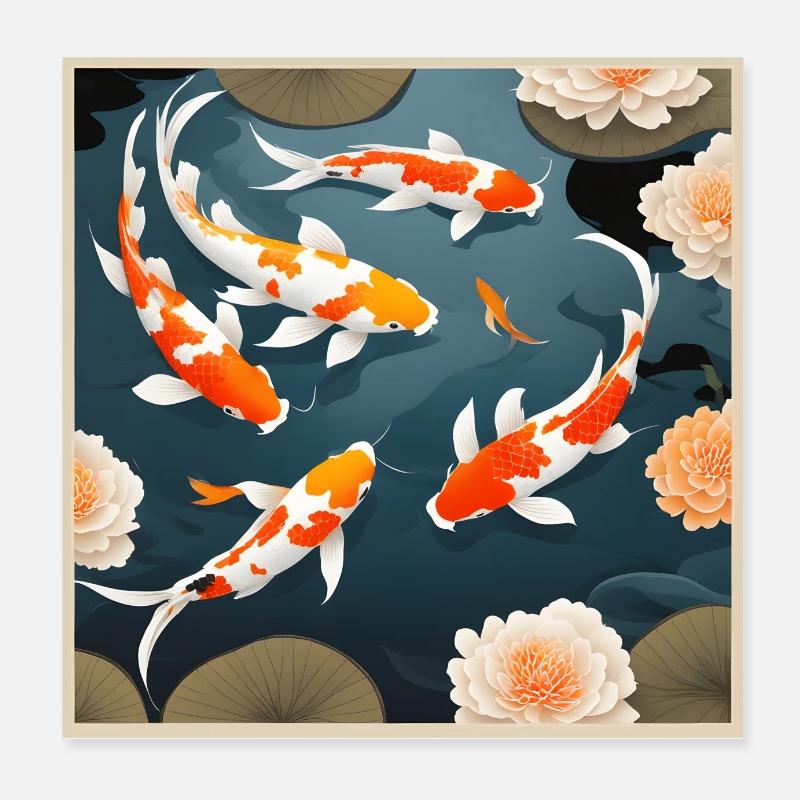 Koi-Teich Poster 20x20 cm