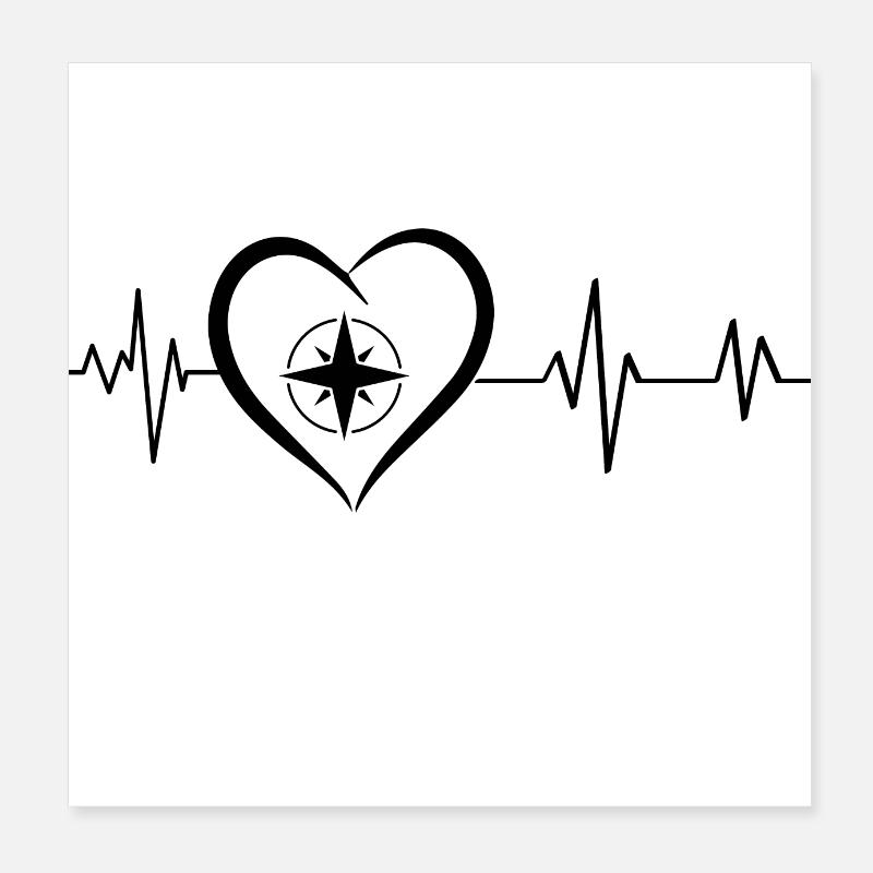 heartbeat compass Poster 8" x 8" (20x20 cm)