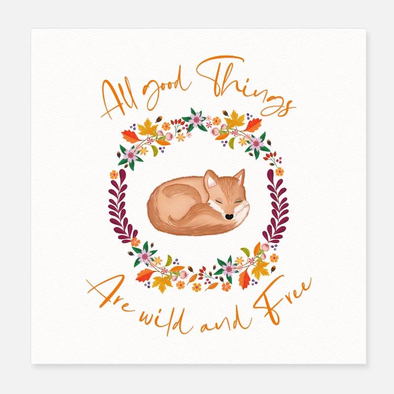 Fuchs - Poster 20x20 cm - Weiß