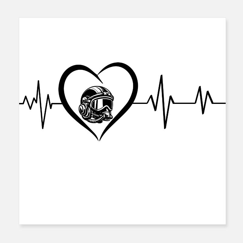 Heartbeat Pilot Mask Poster 8" x 8" (20x20 cm)