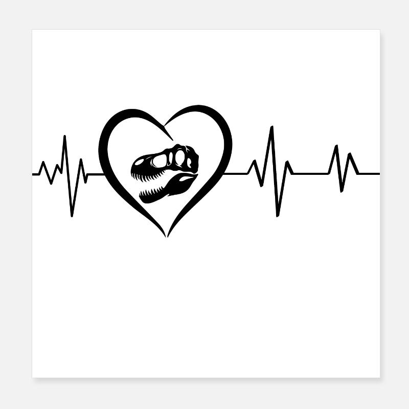 Herzschlag Dinosaurier Schädel Poster 20x20 cm