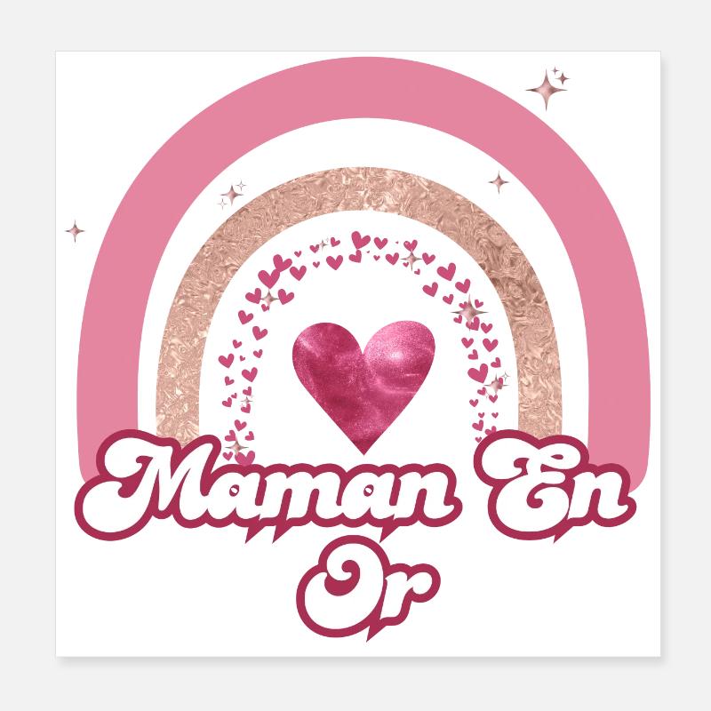 maman en or rainbow rose - cadeau maman Poster 20 x 20 cm