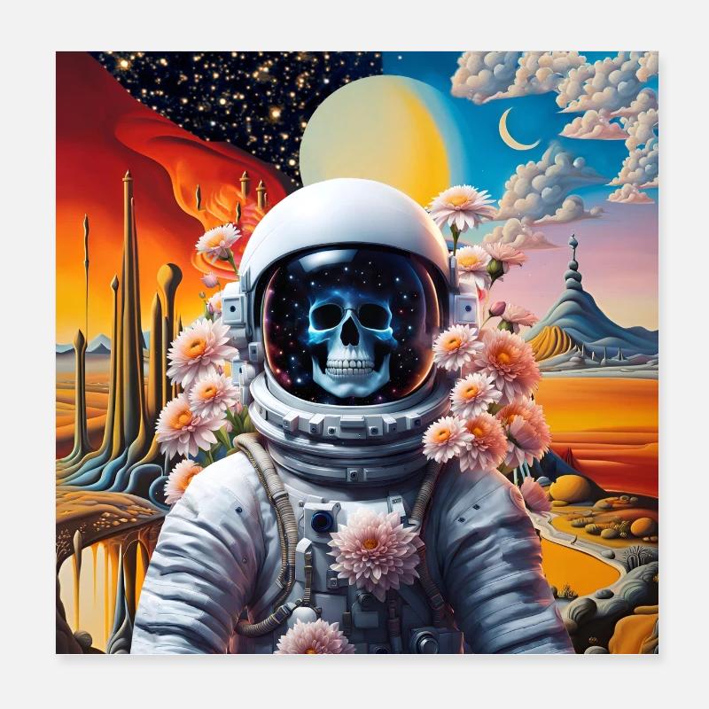 Astronaut Surreal Planet Poster 8" x 8" (20x20 cm)