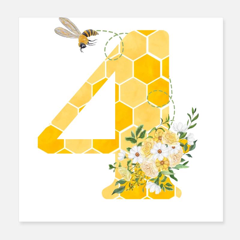 4e anniversaire abeille Poster 20 x 20 cm