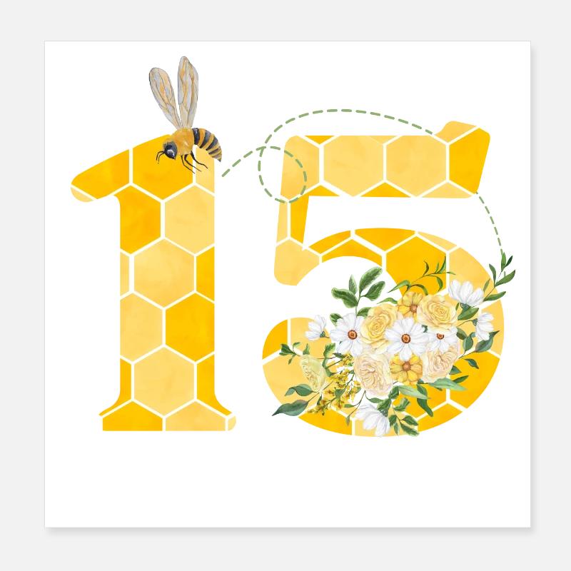 15th Anniversary Bee Poster 8" x 8" (20x20 cm)