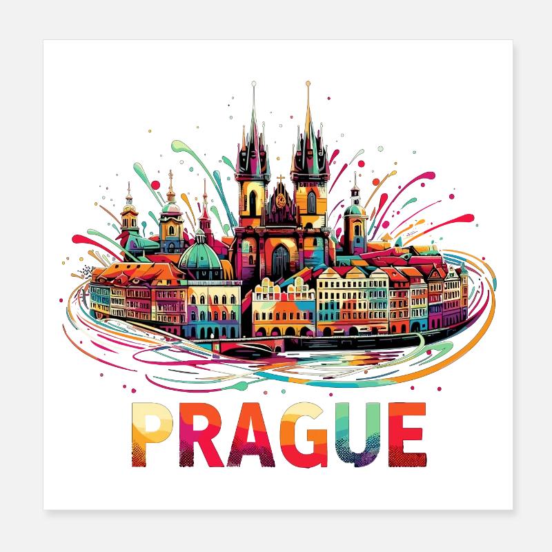 Prague Capitale République tchèque Cadeau Poster 20 x 20 cm
