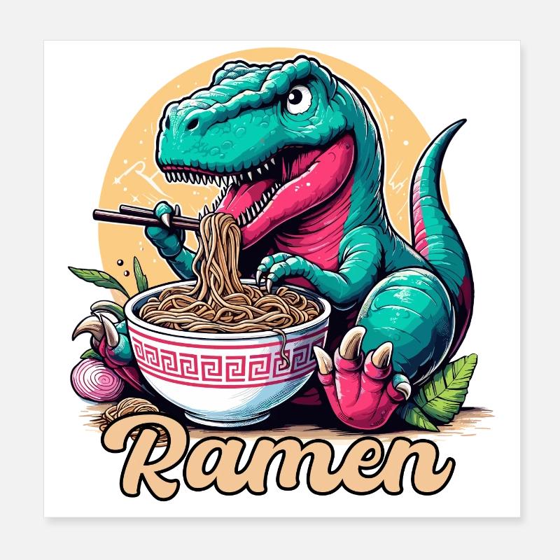 Süßer T-Rex Ramen Dinosaurier Geschenk Poster 20x20 cm
