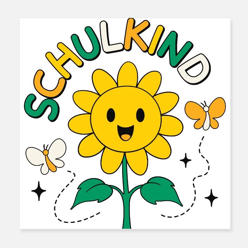 Schulkind Sonnenblume Schule Einschulung Poster 20x20 cm