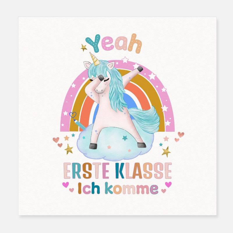 Schule Erste Klasse Einhorn Poster 20x20 cm