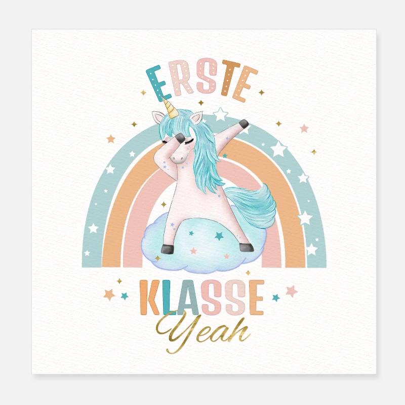 Schule Erste Klasse Einhorn Poster 20x20 cm